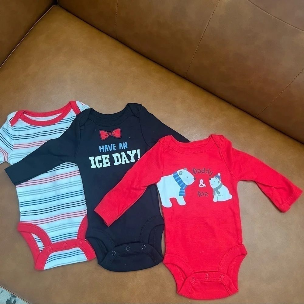 Koala Baby 3 Piece Bodysuit Newborn Infant Daddy and Me Cotton Long Sleeve NWOT